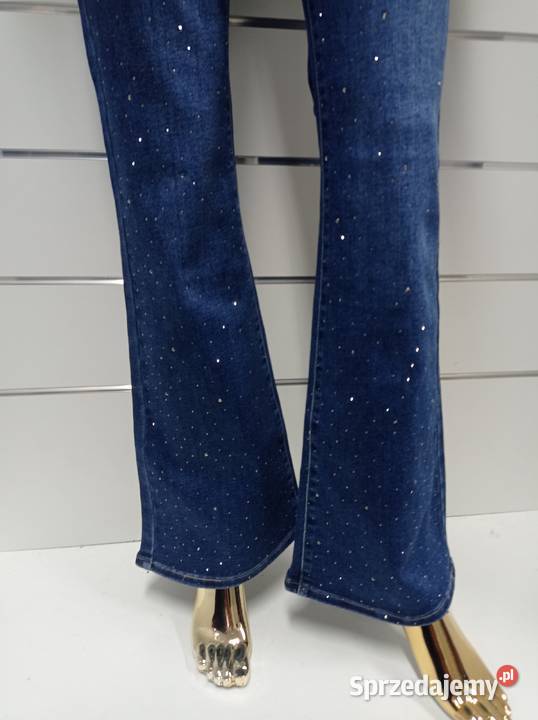 Jeansy elastyczne dzwony cyrkonie rozmiar 40 Spodnie Konin