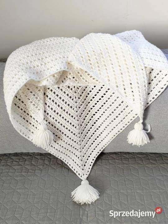 Duża biała chusta XXL rękodzieło Elbląg