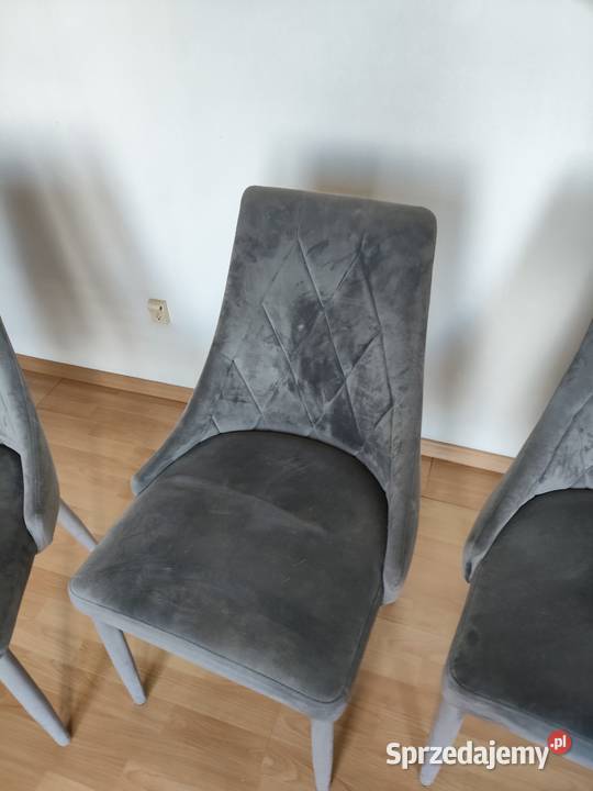 Krzesła tapicerowane TRIX Velvet szare do mazowieckie Chotomów