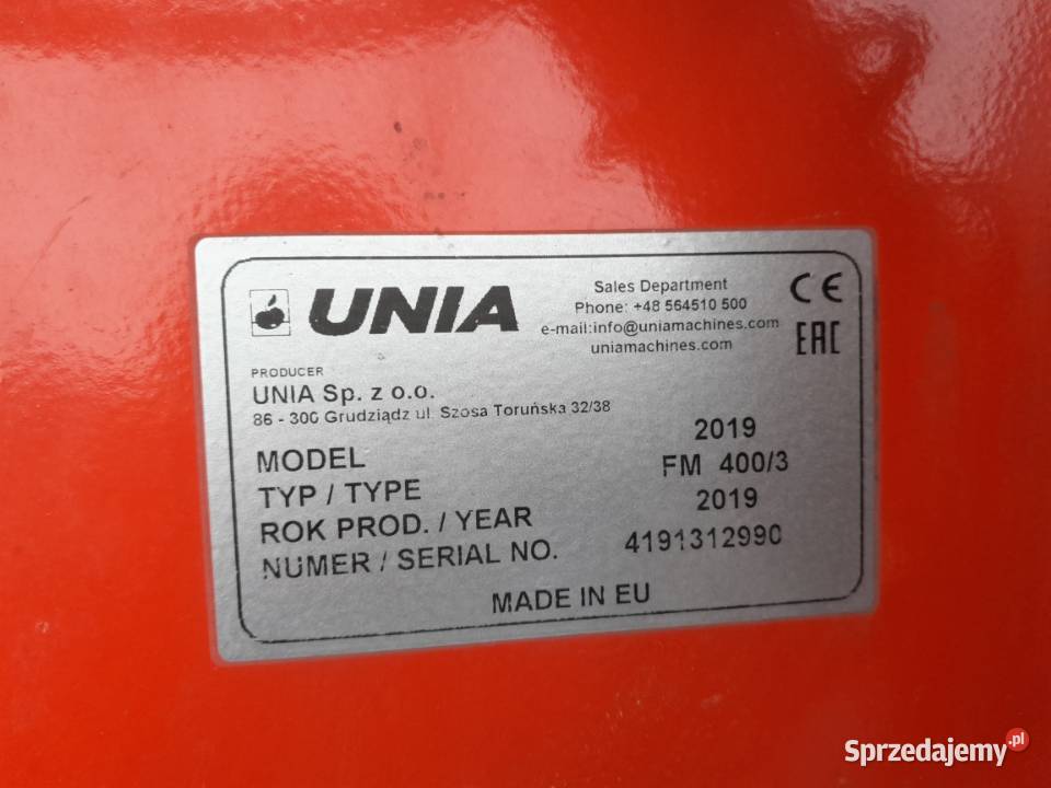 Agregat uprawowo siewny nabudowany Unia FM 4003 Goszczanów