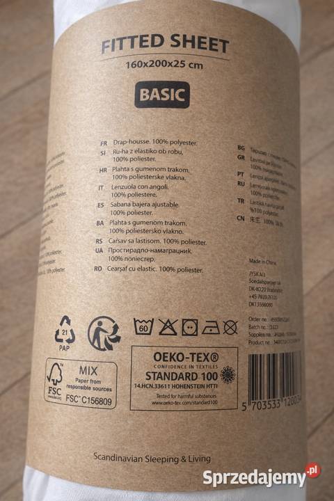 Prześcieradło 160x200 king size białe z gumką Brodnica