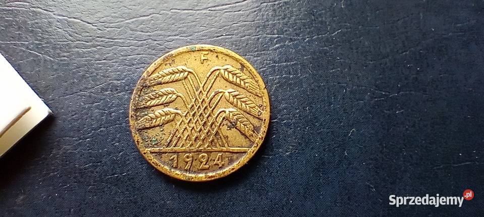 Stare monety 5 rentenfenig 1924 F Niemcy Numizmatyka Lesko