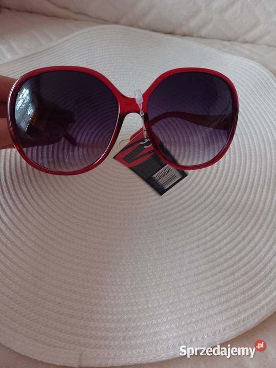 Czerwone duże okulary przeciwsłoneczne muchy Okulary