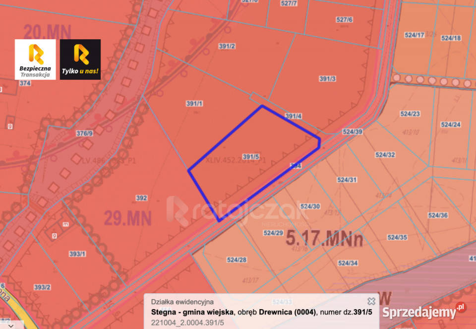 Działka 3356m2 Drewnica Zielona pomorskie