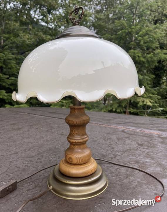 2 ekskluzywne lampy lampa drewno mosiądz Długopole-Zdrój sprzedam