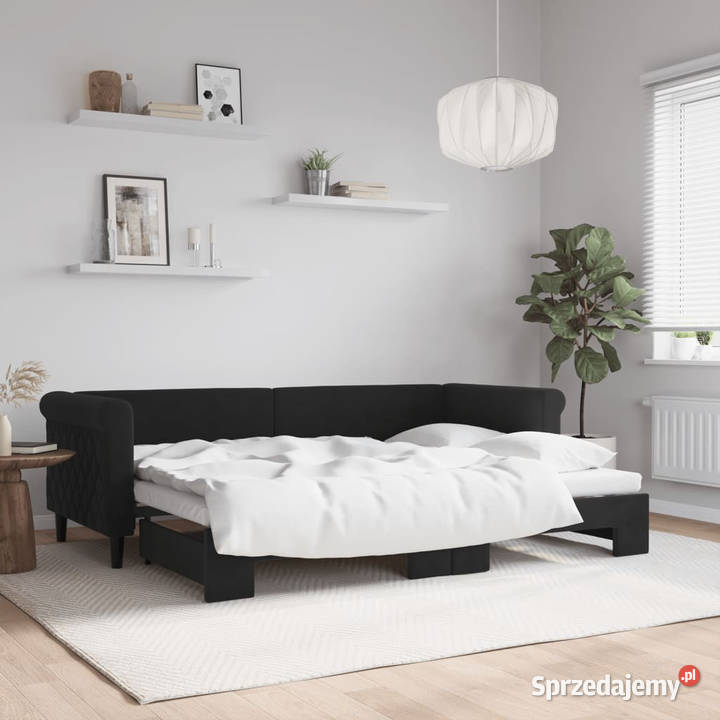 Sofa rozsuwana czarna aksamit 80x200 WM3197768 Warszawa