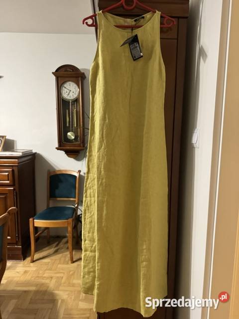 Sukienka damska 34 Massimo Dutti limonkowa z lnu Częstochowa sprzedam