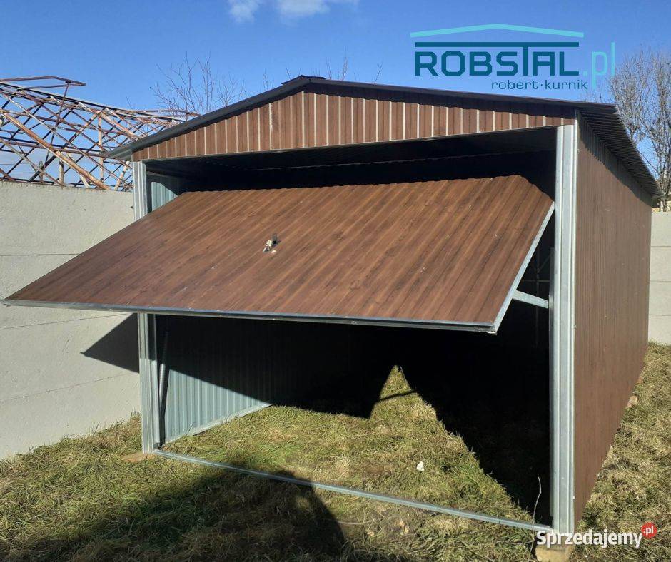 Garaż blaszany 3x6 Blacha OrzechMontaż