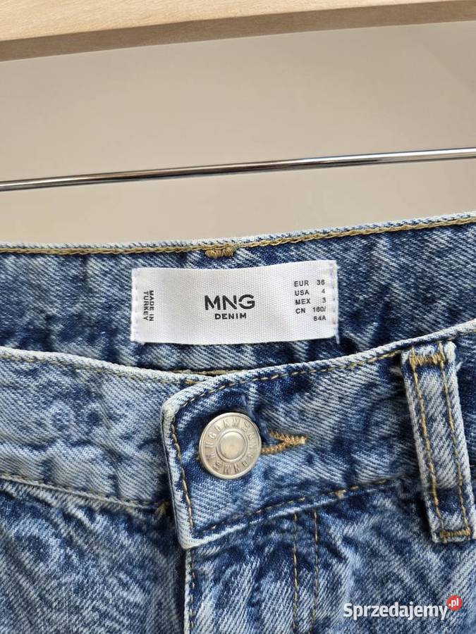 Niebieskie jeansy we wzór regular waist straight Liszki