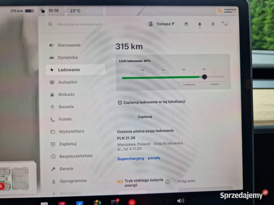 tesla 3 performace serwisowany w ASO Warszawa sprzedam