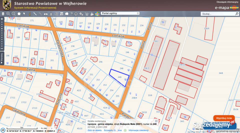Sprzedaż działki 935m Bożepole Małe pomorskie