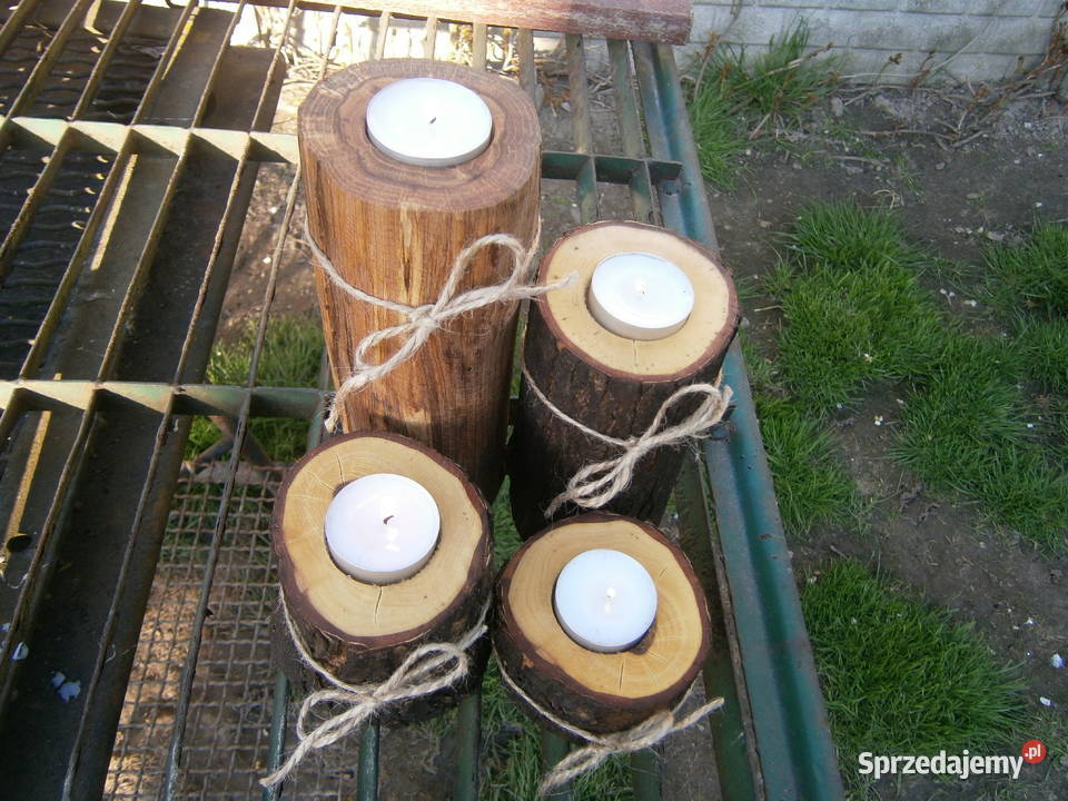 świecznik drewniany tealight komplet 4 Siedlce