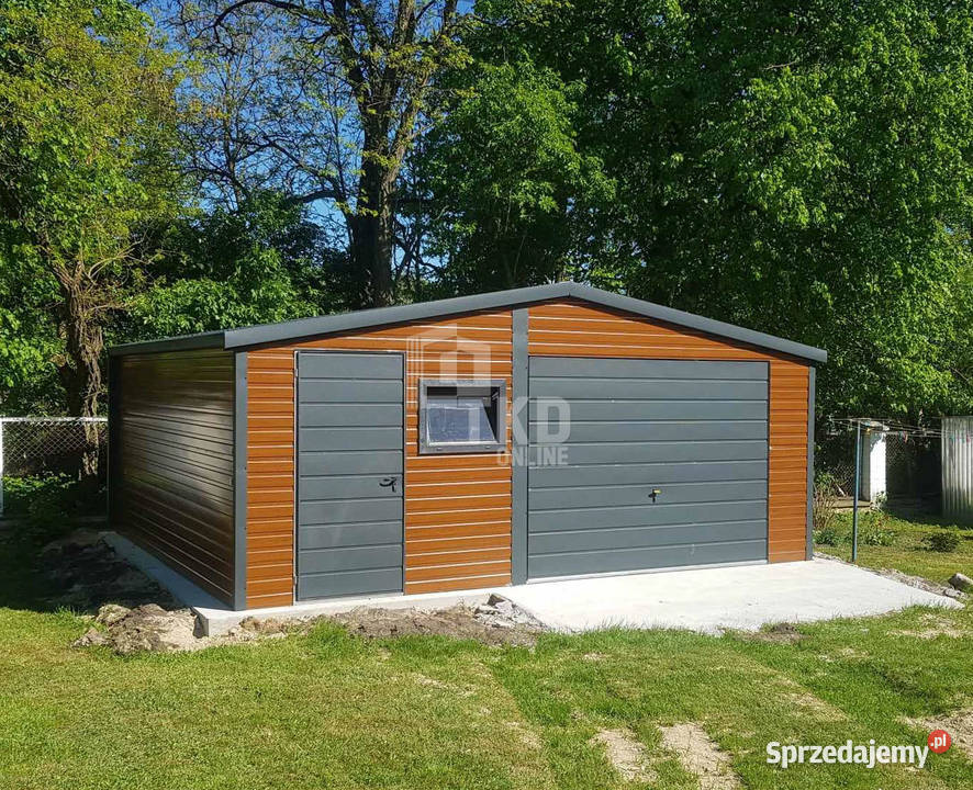 Garaż Blaszany 6x5 Brama uchylna jasny orzech 3x Sprzedaż Gniezno