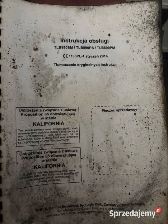 Instrukcja obsługi TEREX TLB890SM TLB890 Chełmiec