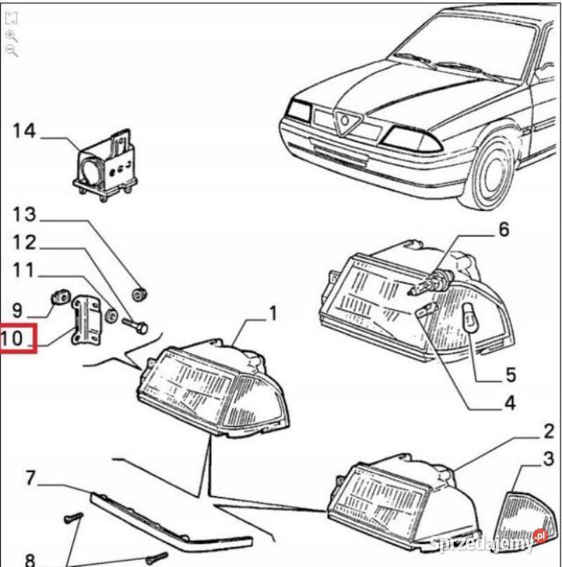 UCHWYT MOCOWANIE LAMPY PRZÓD ALFA ROMEO 33 9094 Części samochodowe lubelskie