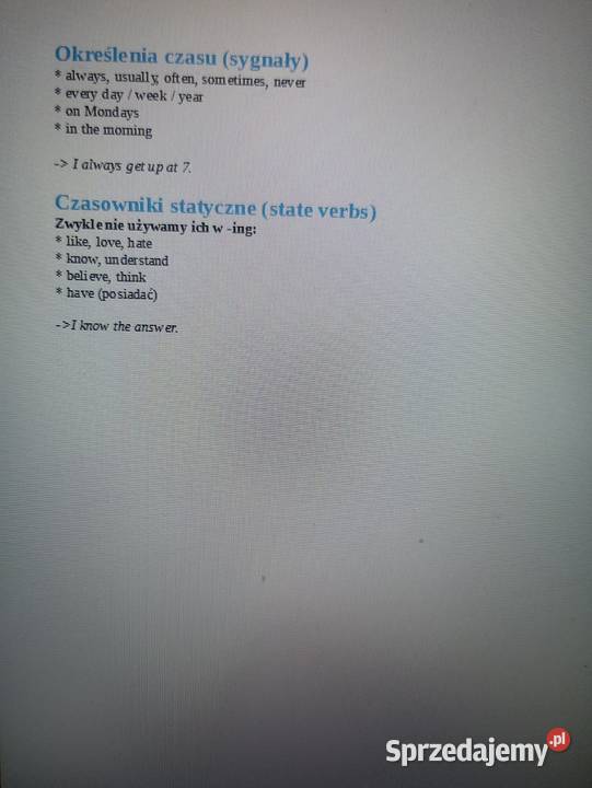 Notatki z czasów z języka angielskiego Radom