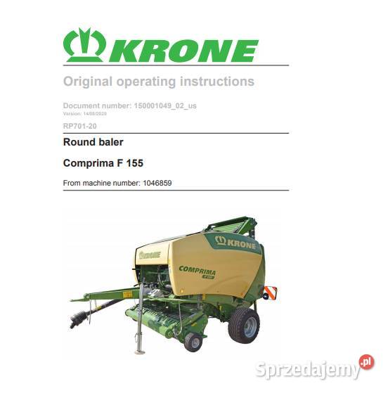 KRONE prasa Comprima f155 instrukcja obslugi Kielce sprzedam