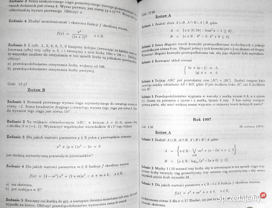 Zbiór zadań i zagadnień maturalnych z matematyki Rok wydania 1998