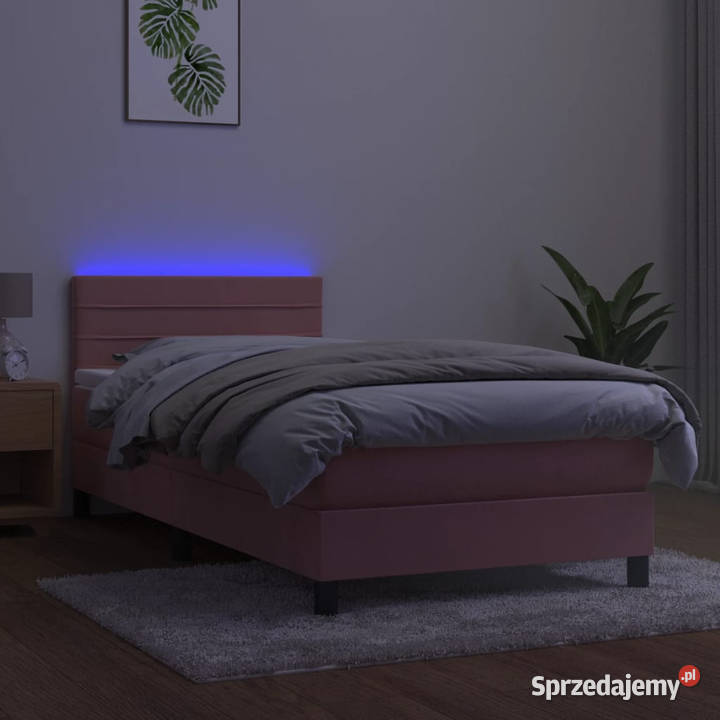 Łóżko kontynentalne z materacem i LED różowy 88cm Warszawa sprzedam