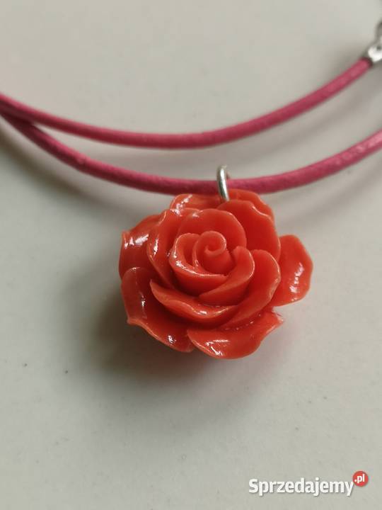 Naszyjnik róża koral choker srebro Toruń