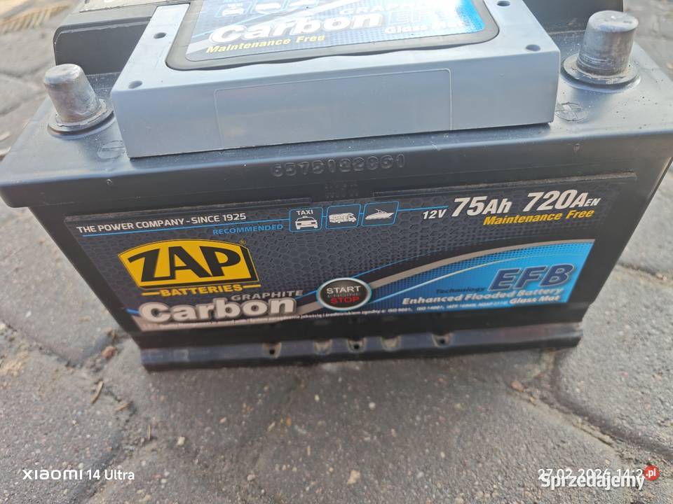 Akumulator EFB ZAP carbon 75AH 720a start stop Akumulatory sprzedam