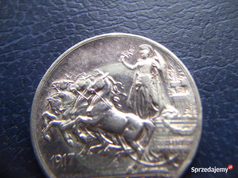 Stare monety 1 lir 1917 Włochy srebro piękna Lesko sprzedam