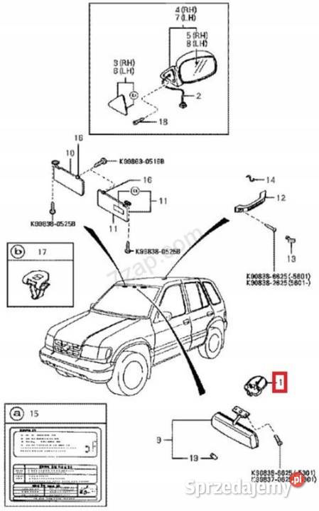 OSŁONA LUSTERKA WSTECZNEGO KIA SPORTAGE 9498 ASO osobowe