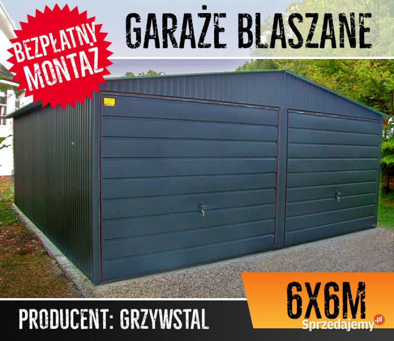 GrzywStal - Garaż Blaszany 6x6 - CZARNY - blaszak