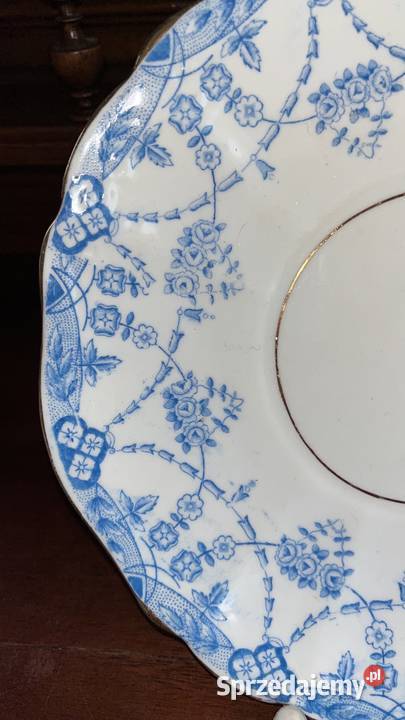 Patera biała porcelana niebieski dekor Bez syg Gdańsk