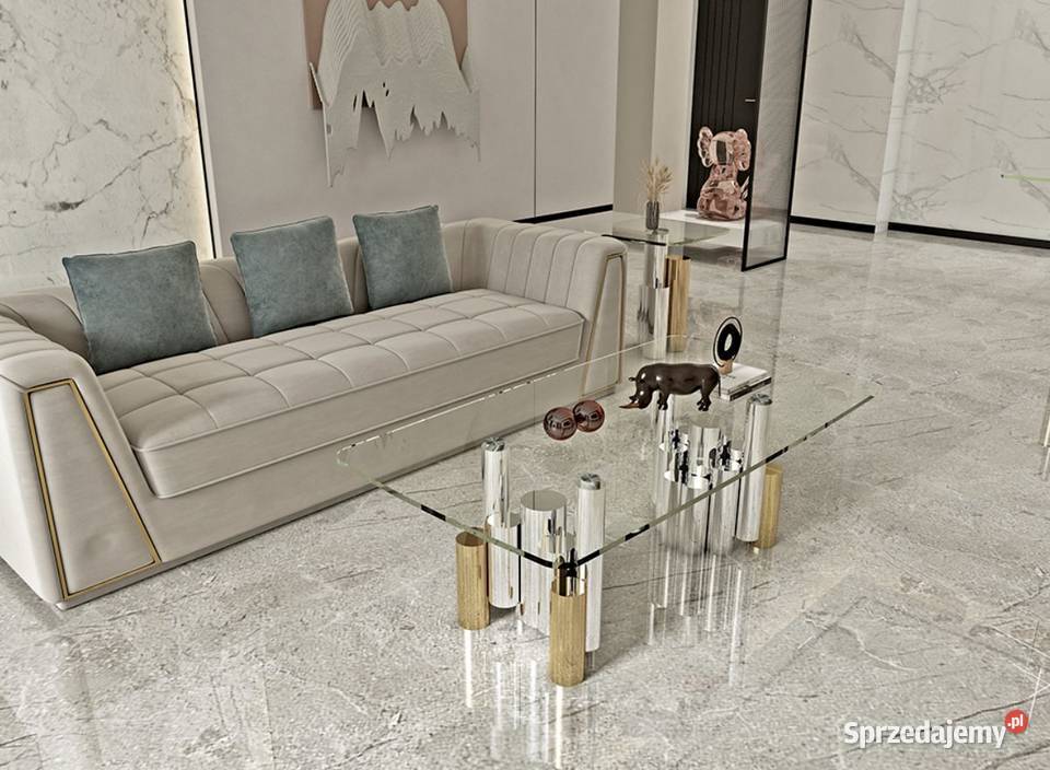 Ława 130 nowoczesna srebrna złota Glamour Nowy Sącz