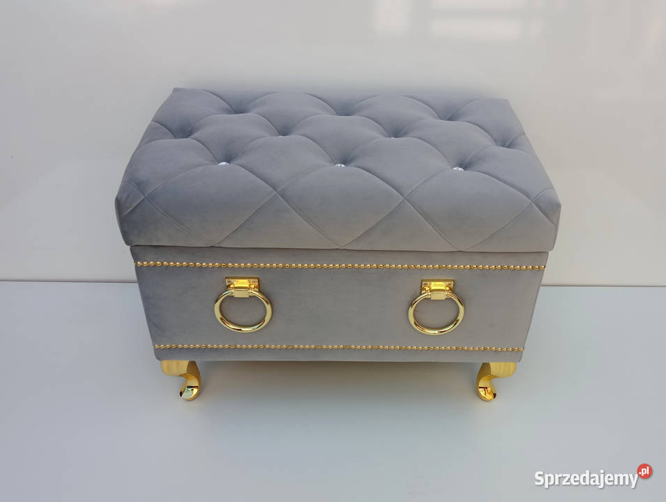 Pufa ławka Caro glamour swarovski złote nogi wielkopolskie Poznań