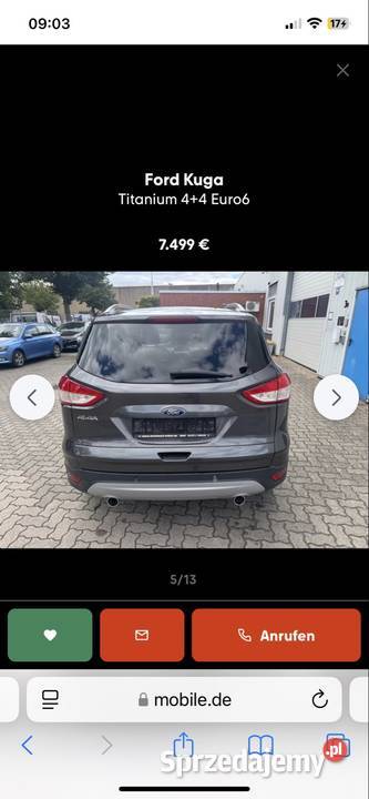 Ford Kuga 4x4 2015 pół skóra z Niemiec super CD Jelenia Góra