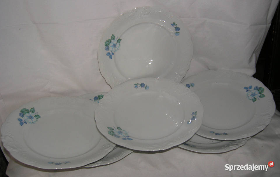 talerze płytkie vintage Wawel kmplet 6 sztukD Bartków