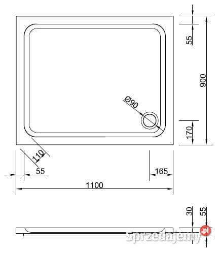 Brodzik niski 110x90 Heron akrylowy Szczecin