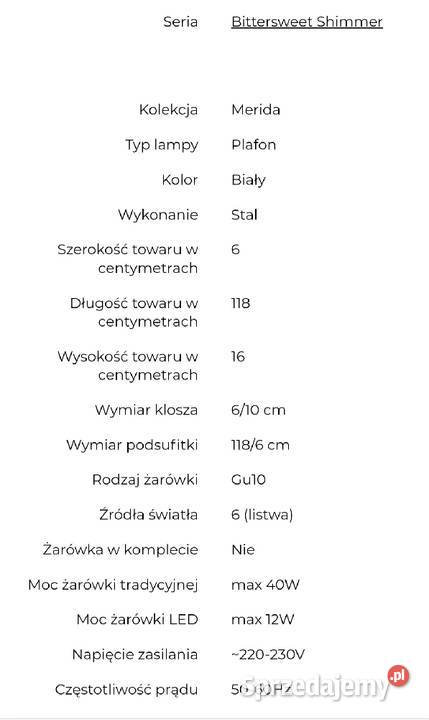 Plafon Merida Halogen 6 biały Opole Lubelskie
