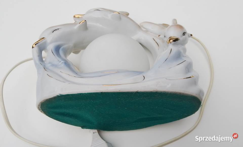 Delfiny lampka ceramiczna glazura ze złotą farbą Ceramika i szkło Wyposażenie wnętrz Strzelin sprzedam