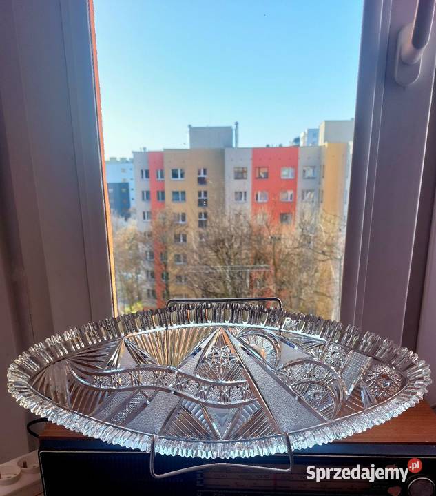 Piękna wielka patera kryształowa PRL Antyki, Sztuka, Kolekcje Wrocław