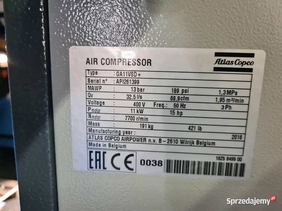 Kompresor śrubowy Atlas Copco GA 11 VSD Zduny