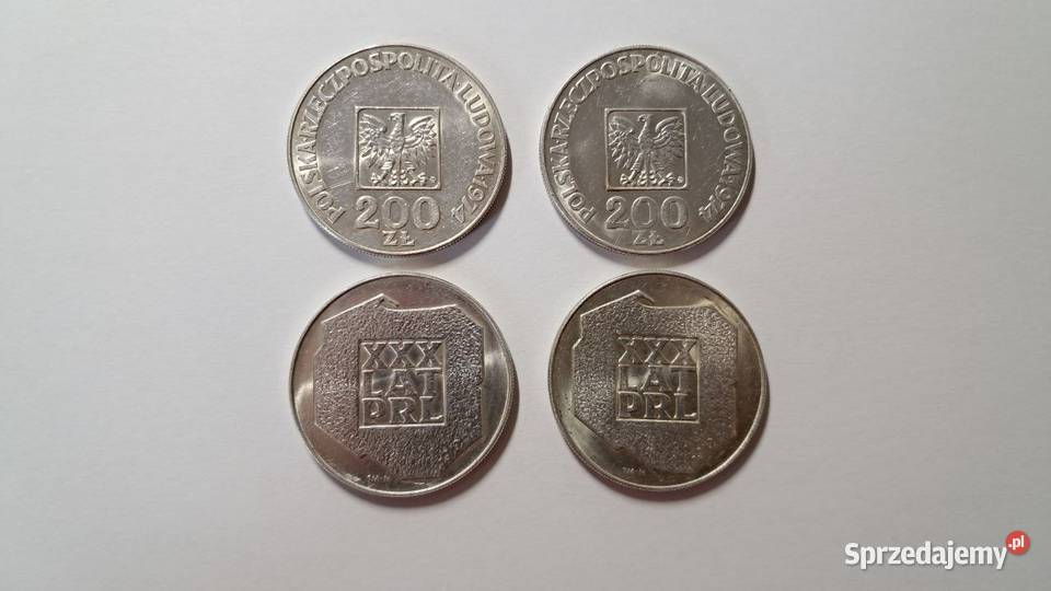 Monety 200 złotych PRL mapka XXX lat PRL 4