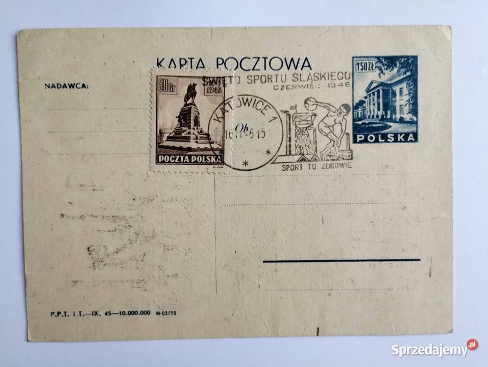 Całostka Święto Sportu Śląskiego 1946 Cieszyn