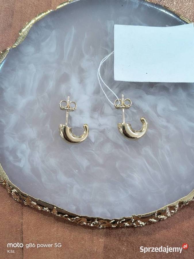 Złote Nowe kolczyki na sztyfcie wys11mmpr375 Wałcz