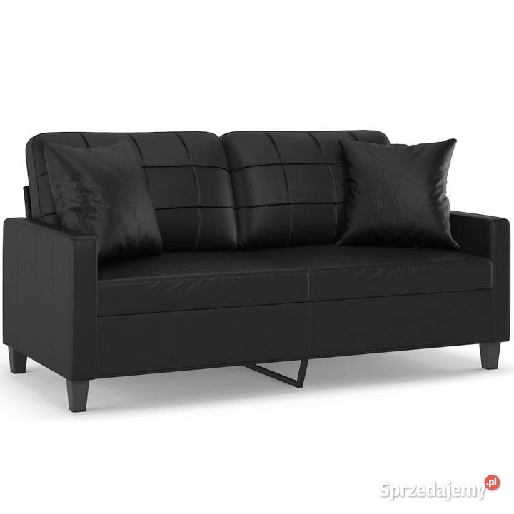 2osobowa sofa z poduszkami czarna 140 sztuczna Warszawa sprzedam