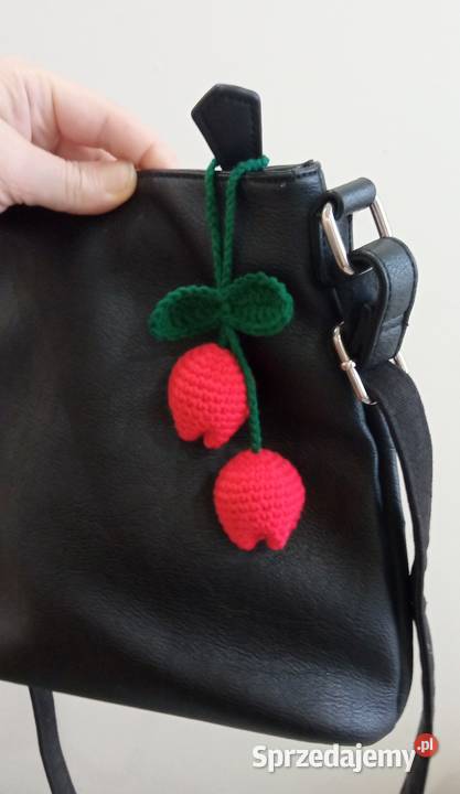 Tulipanki wykonane na szydełku brelok zawieszka