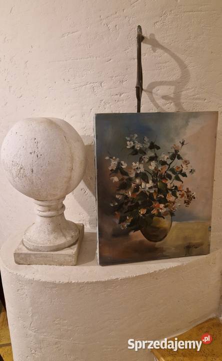 OBRAZ martwa natura kwiaty olej płótno autograf Lublin