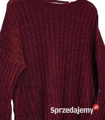 Wiralowy sweter w kolorze wina rękawy dzwonek pomorskie