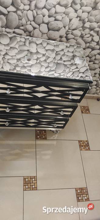 Komoda czarna ornamenty lustra nogi ażur GLAMOUR Nowy Sącz