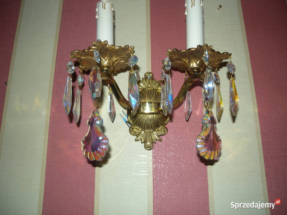 Kinkiet kryształowy Maria Theresa mosiężny Katowice