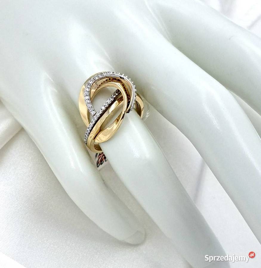 Pierścionek r14 Złoty pr333 Modern z kamieniami wielkopolskie Poznań