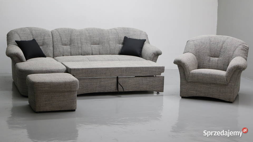 TŁN Narożnik funkcja spania fotel PUFA szary Poznań