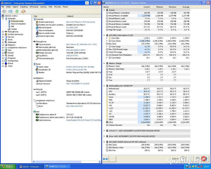 Mercury Geforce MX440SE 64MB 128bit DDR AGPx4 Karty graficzne Cielądz